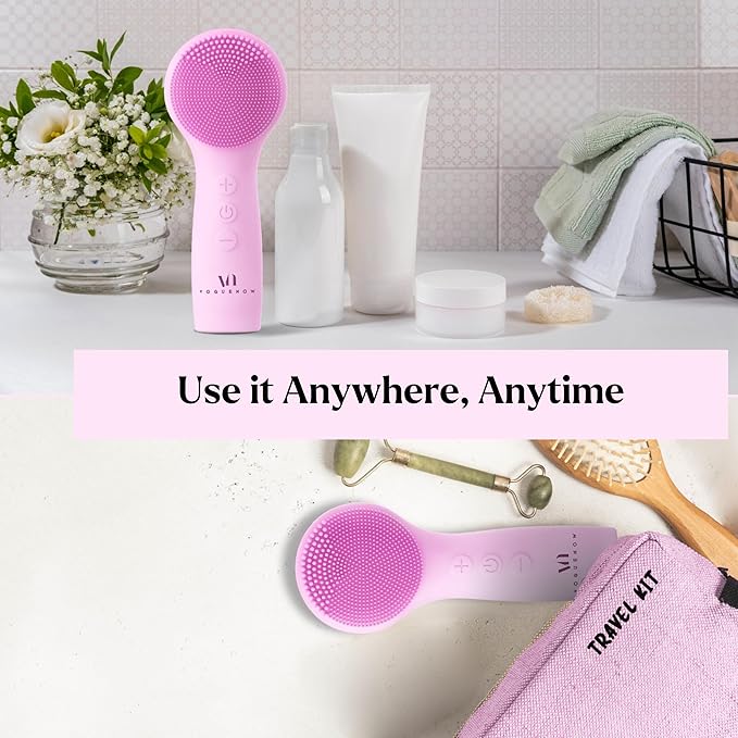 Facial Cleansing Brush - for Deep Cleansing, Gentle Exfoliating and Massaging - Waterproof and Rechargeable Face Cleanser Brush - Silicone Sonic Vibration Face Scrub Brush - Electric Face Washer