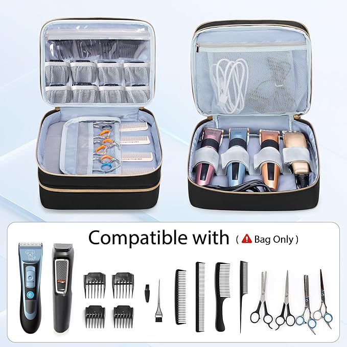 CURMIO Double Layer Hair Clipper Travel Case for Most Standard Hair Trimmer