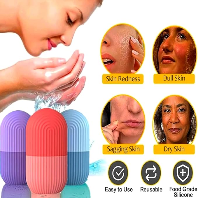 ARSA Pack of 3 - Ice Roller for Face, Eyes, Body Massage. Natural Cold Therapy to Eliminate Puffiness, Dark Circles, Wrinkle. Promotes Blood Circulation for Glowing, Soft (Pink, Purple & Blue)