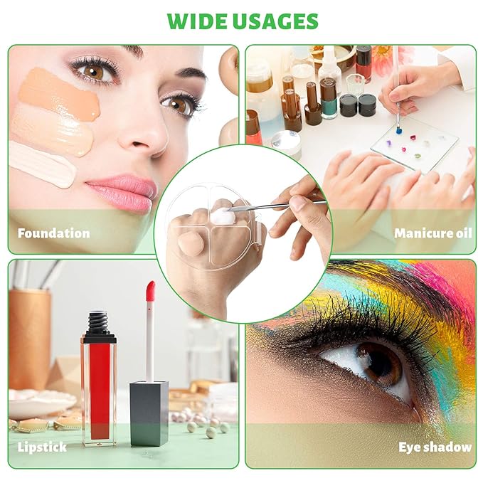 2 Pcs Acrylic Handheld Makeup Palette Foundation Mixing Palette Hand held Makeup Spatula Nail Art Manicure Tray with 2 Cosmetic Spatula, for Beauty Salon