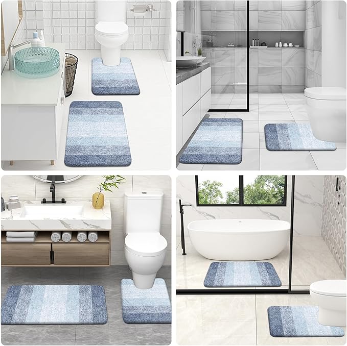 OLANLY Microfiber Bathroom Rugs Sets 3 Piece, 30"x20"+24"x16"+24"x20"