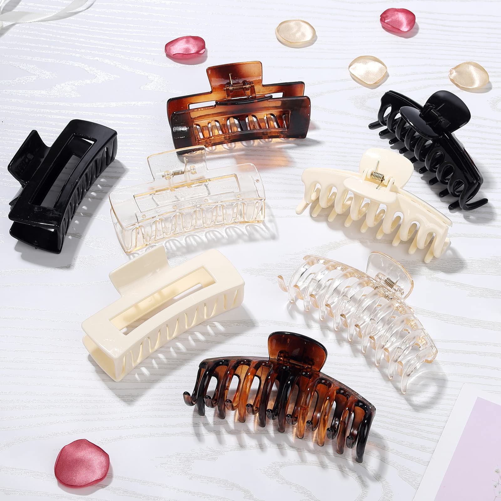 laxizar 8 Pack Claw Clips Rectangular Hair Clips for Women Girls Large Bandana Clips Strong Hold Hair Jaw Clips