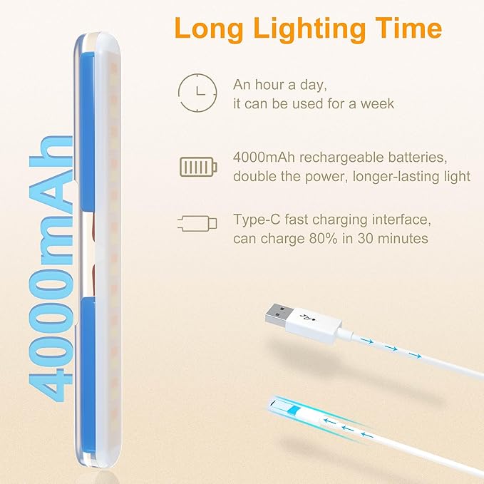 Benreom Rechargeable Vanity Lights for Mirror, Wireless LED Stick On Light