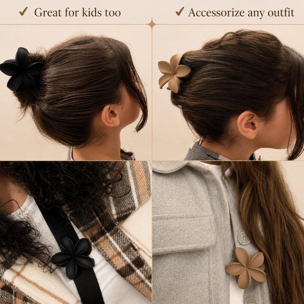 Flower Hair Clips for Women and Girls Thick to Thin Hair Medium Cute Claw Clips Decorative Plumeria Hawaiian Hair Accessories Nonslip Neutral Matte Pinzas Para el Cabello