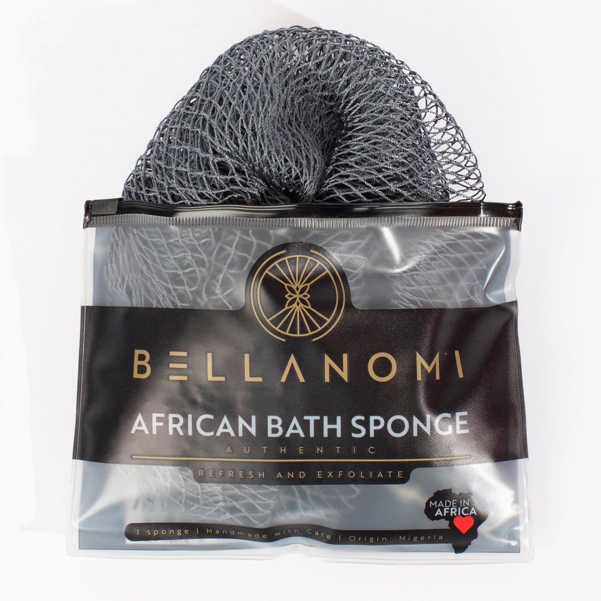BELLANOMI African Exfoliating Net Sponge, Authentic, Ethically sourced from Nigeria, 45 inches Long, Back Scrubber for Daily use (Seafoam)