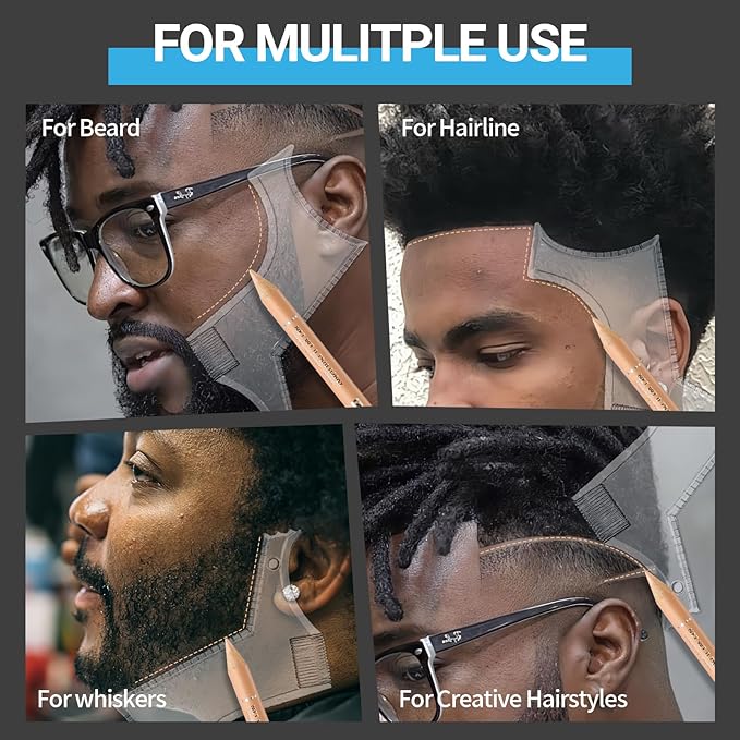 Noerrors Barber Pencil for Lineup Beige Skin Tone Magic Hairline Pencils Barber Chalk Set Beard Guide Pen with Sharpener Ruler Brush for Goatee Hair Design Shaping Trace Grooming Makeup Tool for Men