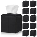 Honeydak 10 Pcs Tissue Box Cover Square Modern PU Leather Tissue Box Holder Decorative Organizer Container for Bathroom Vanity Countertop, Night Stands, Office Desk Car Supply 5.3"x5.3"x5.3"(Black)