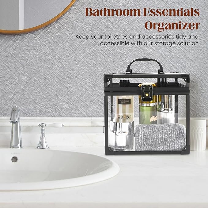 Donghome Crown Box 7.9 x 6.7 x 7.5inch, Clear Acrylic Makeup box, Makeup Organizer, Large Capacity Transparent Display Case for Vanity,Bathroom Counter or Dresser
