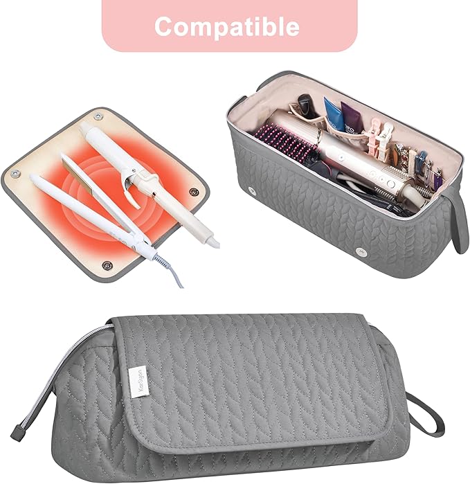 KarSyon Hair Tools Travel Bag with Hot Tool Mat 2 in 1 Organizer Bags