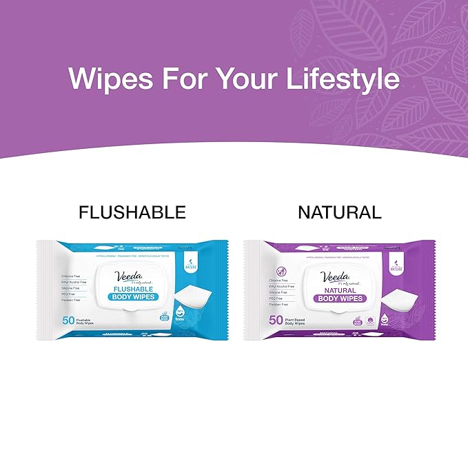 Veeda Extra Large Body Wipes for Adults (8.66” x 9.44”) – 50 Count, Thick & Durable, Plant-Based Shower Wipes for Gym, Camping & Travel, Hypoallergenic, pH Balanced, Biodegradable