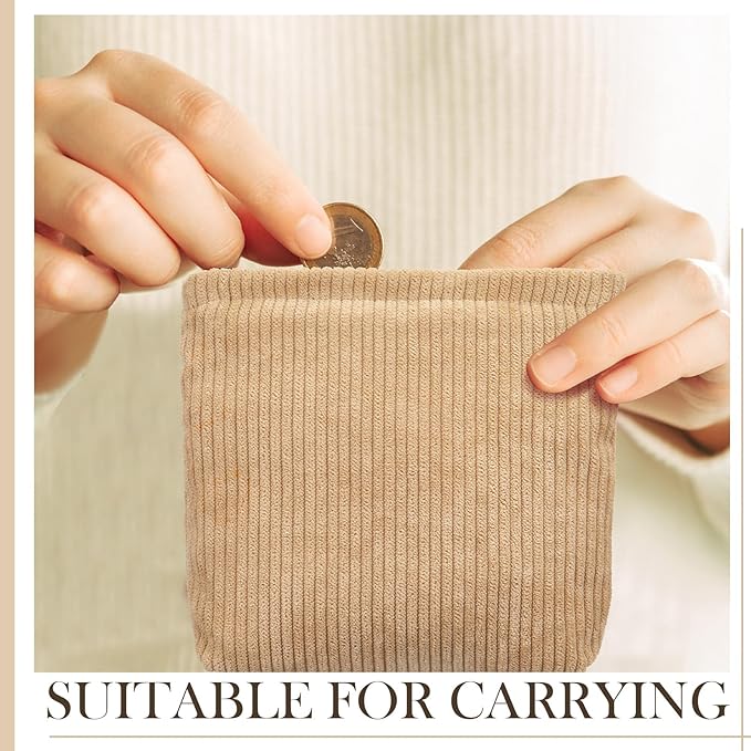 Abbylike 4 Pcs Small Makeup Bag Corduroy Cosmetic Pouch with Zipper Portable Little Bags for Purse Mini Pouch Cute Makeup Purse for Coin Essentials Items Women (Pure)