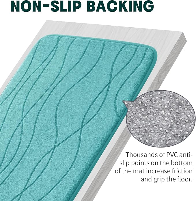 YIHOUSE Bathroom Rugs Set 5 Piece, Memory Foam Bath Mat Teal