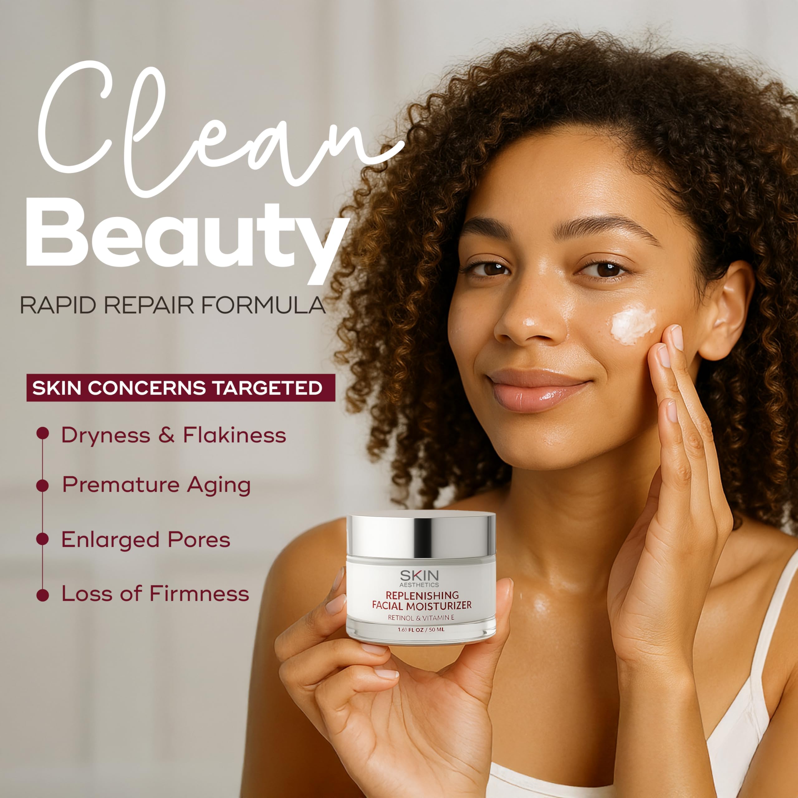 Skin Aesthetics Retinol & Vitamin E Face Moisturizer - Repairs, Moisturizes, Fine Lines & Wrinkles Treatment - Anti-Aging - Dermatologist Tested Korean Skincare - Clean Beauty, Cruelty-Free - 1.69 oz