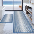 BSICPRO Bathroom Rugs Sets 2 Piece, Non Slip Striped Bath Mats, Black