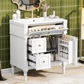 Harper & Bright Designs 30" Bathroom Vanity with Sink, Free Standing Bathroom Vanity Set with Flip Drawer, 2 Drawers, and Adjustable Shelf, Wood Storage Cabinet with Ceramic Basin for Bathroom, White
