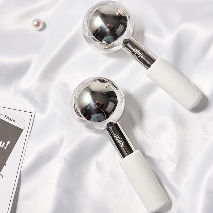 Ice Globes and 360 Rotating Ice Globes for Face & Eyes, Unbreakable Stainless Steel Cryo Sticks for Beauty Routines, Facials Cold Roller Cooling Globes for Puffiness, Wrinkles, Dark Circles, Headaches