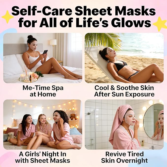 Meleell Collagen Face Masks Skincare Bulk for All Skin Types,Hydrating Sheet Mask for Sensitive Skin, Facial Mask For Women Skin Care, Spa Party Gifts Set for Teen Girls kids（12 Pack ）