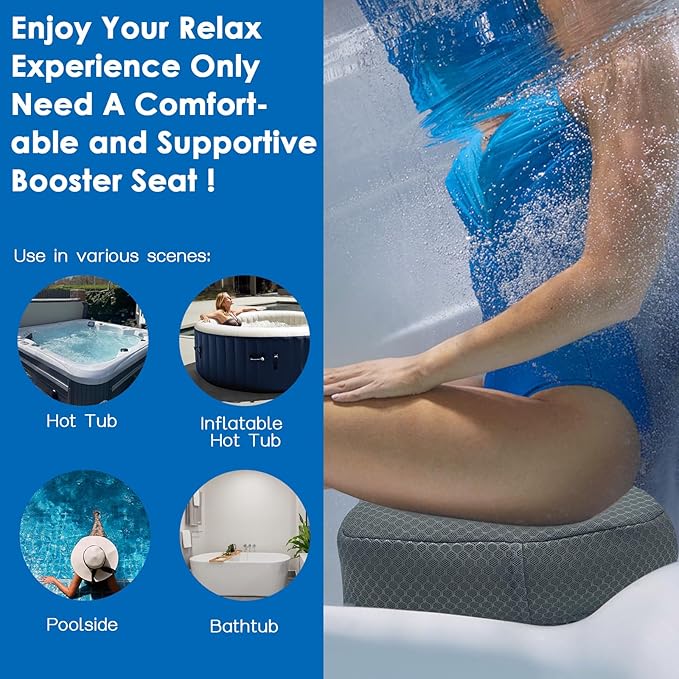AEROiVi Hot Tub Booster Seat for Adults 5in Thick Weighted Quick Sink Gray