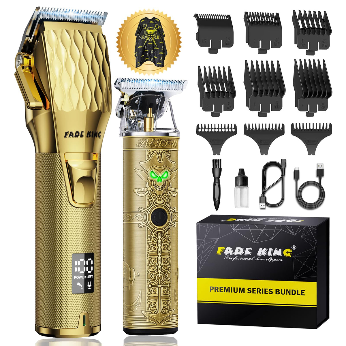 FADEKING Professional Hair Clippers for Men, Cordless Clipper & Trimmer Kit
