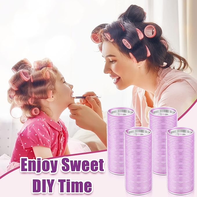 WILLBOND 4 Pcs Long Hair Rollers for Bangs Aluminum Core Curlers Thermal Self Grip Roller for Long and Medium Hair Women Hairstyle(4.7 x 2 Inch,Purple)