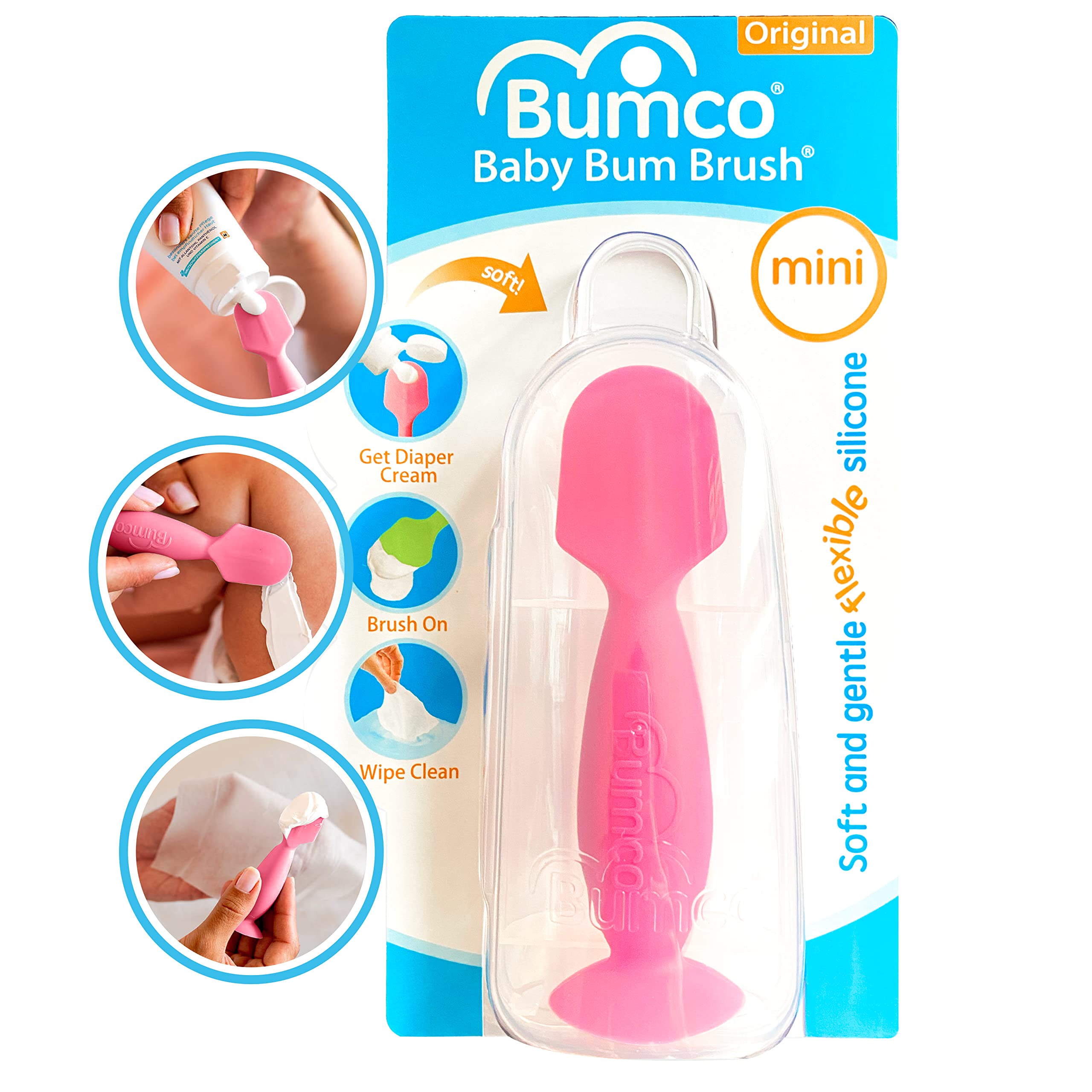 Bumco Travel Baby Diaper Cream Spatula with Protective Travel Case (Pink)