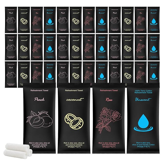 40 Moist Cotton Towel Bulk Moist Towelettes Individually Wrapped