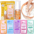 nbc BeautiLab Pedicure Kit Foot Soak Set: Bubble Salt, Sugar Scrub, Massage Mask, Massage Lotion in a Box, 4 Step Foot Spa Kit for Dry Feet, Softens Calluses, Soothes Sore and Tired Feet (Mango)