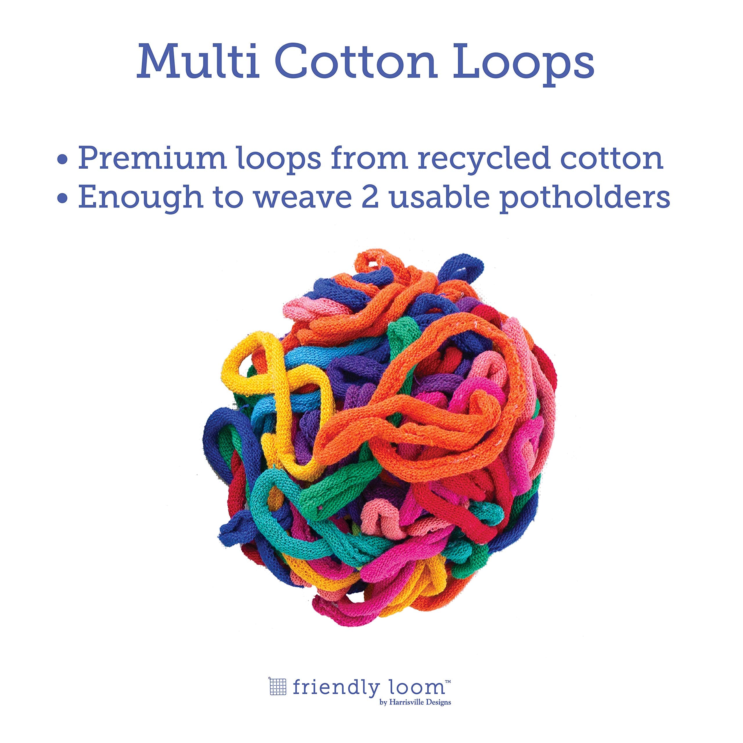 Friendly Loom | 7” Traditional-Sized Multicolor Potholder Weaving Loops | Craft 2 Cotton Potholders