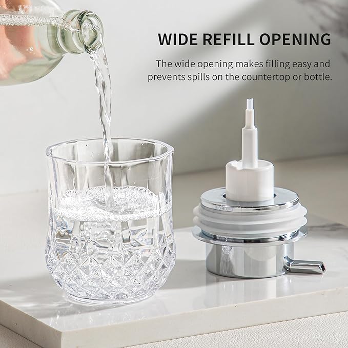 Enra Foaming Soap Dispenser for Bathroom and Kitchen - Glass Refillable, Modern Home Design (Clear/Silver Foam Pump)