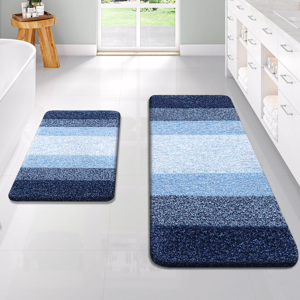 OLANLY Micorfiber Bathroom Rug Set 2 Piece, Soft Absorbent Bath Mats, Red