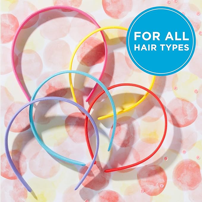 GOODY Kids Ouchless Classic Headband, Assorted Colors - For All Hair Types - Beautiful Design for Instant Style - Pain-Free Hair Accessories for Boys, and Girls, 5 Count (Pack of 2)