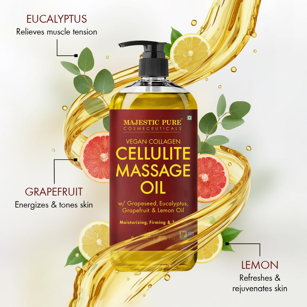 Majestic Pure Cellulite Massage Oil, Toning Body Blend, 8 Fl Oz