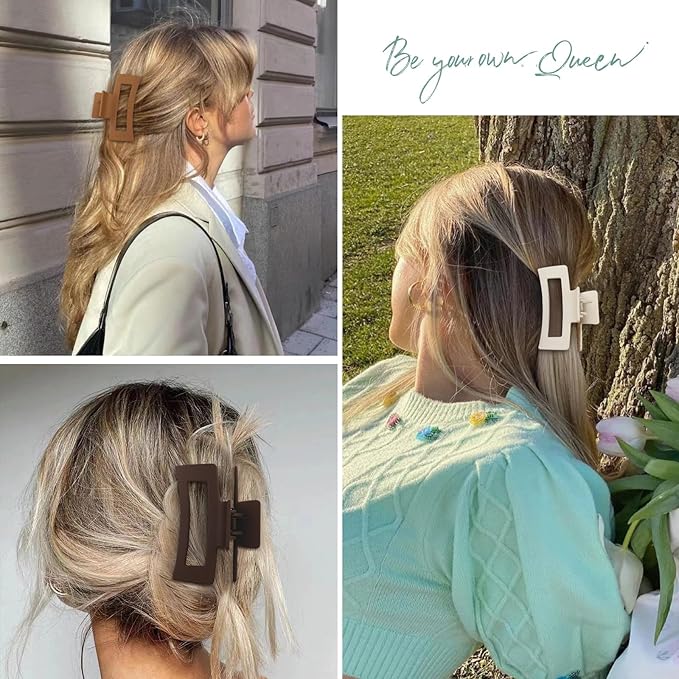 Sisiaipu Hair Clip, 3.5 Inch Medium Hair Claw Clips 6 Pack for Women and Girls - Amber Hair Accessories