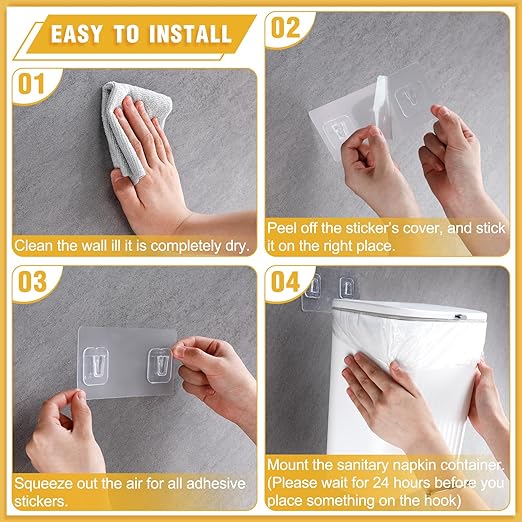 Mifoci 3 Pieces Sanitary Napkins Receptacle Plastic Wall Mounted Tampon Disposal Bin Flip Top Receptacle Tampon Disposal Bin Feminine Hygiene Container for Public Restrooms Bathroom Home Office White