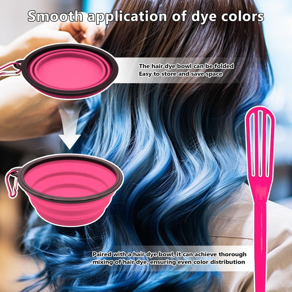 32 Pcs Hair Dye Coloring Kit,Hair Dye Tools for DIY Salon.Hair Dye Brush and Bowl Set/Highlighting Frosting Cap with Plastic Hooks/Dye Brush/Ear Cover/Gloves/Comb/Hairpin/Hair Coloring Cape(Pink)
