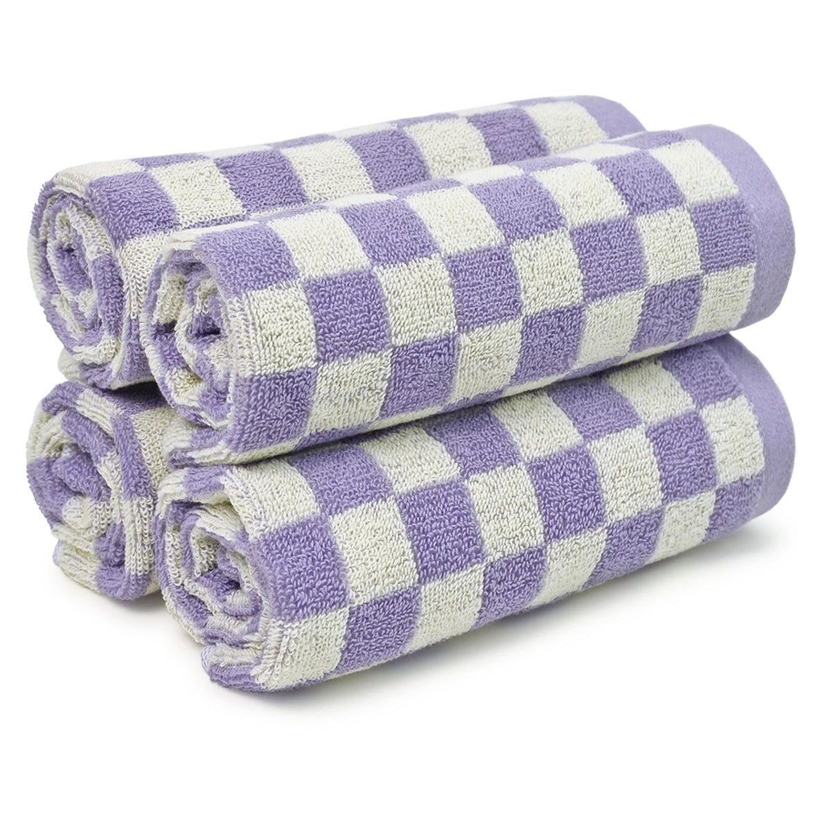 Jacquotha Cotton Washcloth 12 Pack (Lilac Checkered)