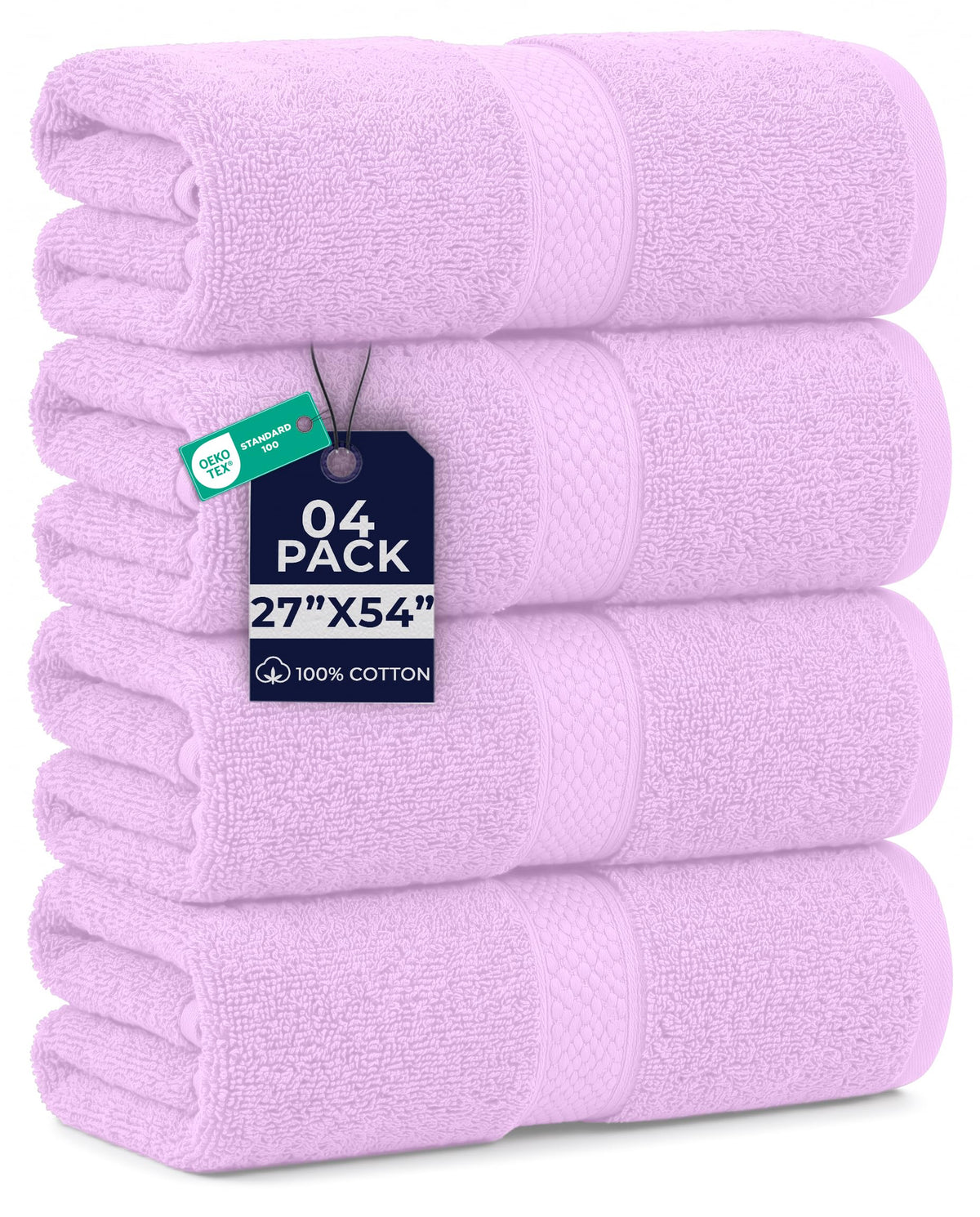 DAN RIVER 600 GSM Cotton Large Bath Towels Set of 4, 27 x 54 Inches