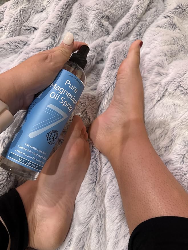 Seven Minerals Magnesium Oil Spray for Sleep, Leg Cramps & Feet, Big 12 oz