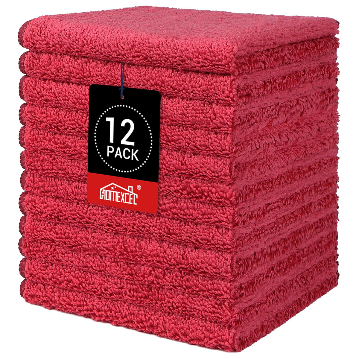 HOMEXCEL Washcloths 12PK, Ultra Soft&Highly Absorbent Face Towels, 12X12 in