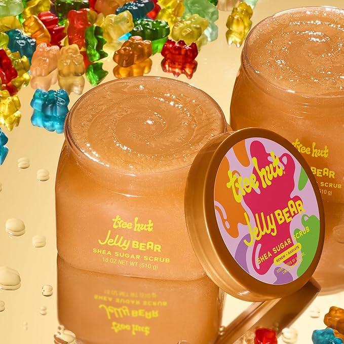 Tree Hut Jelly Bear Body Scrub, Exfoliating Sugar Scrub, Vegan, 18 Oz