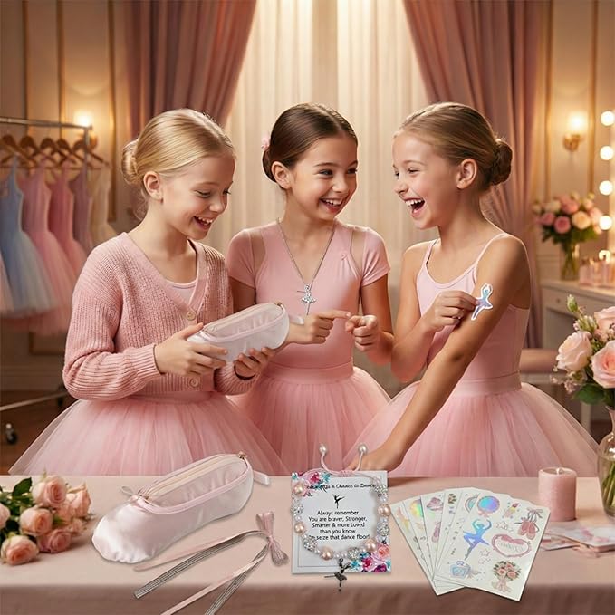 CECKQUE Ballet Pointe Shoe Makeup Bag Dance Recital Gifts for Girls