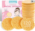 120-Count Compressed Facial Sponges|Kickleen 100% Natural Cellulose Cosmetic Spa Sponges for Daily Facial Cleansing|Makeup And Mask Removal|Exfoliating|Skin Massage|Pore Exfoliation (120Count(Yellow))