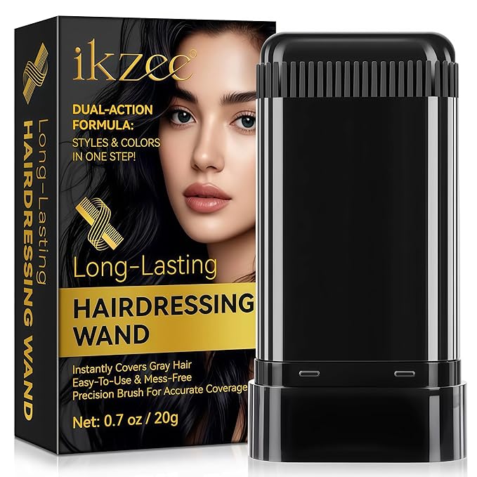Temporary Hair Dye Comb for Gray Hair Coverage, Disposable Hair Color Stick with Precision Brush, Advanced Non-Irritating & Smudge-Proof Formula, Quick Root & Sideburn Touch-Up (black)
