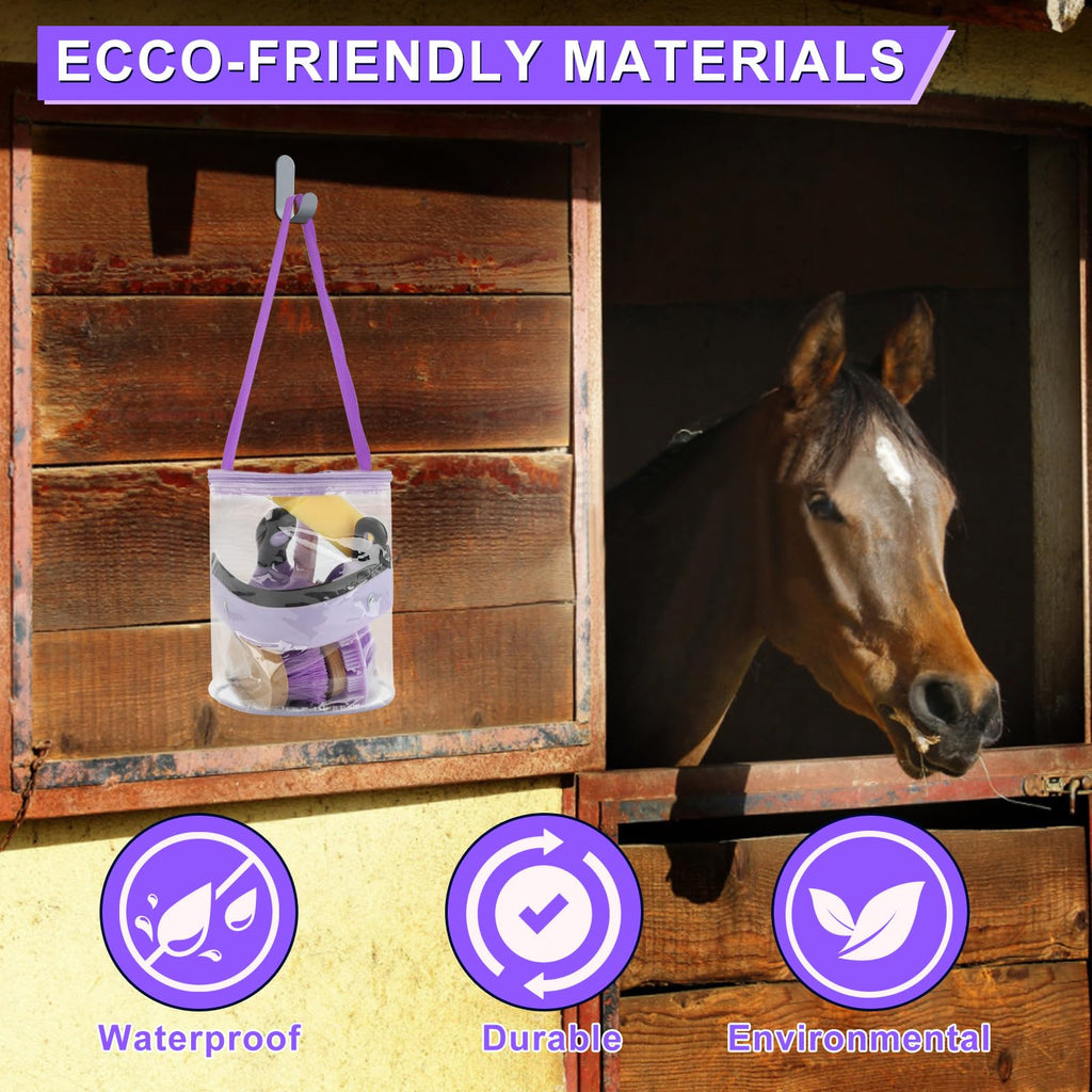 GINDOOR Horse Grooming Kit, 9-Piece Horse Brush Set with Tote Bag, Purple