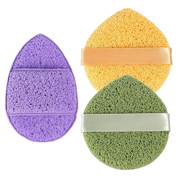 3 PCS Facial Cleansing Sponge Face Reusable Soft Facial Sponges Exfoliating Sponge for Face Spong for Washing Makeup Removal, Travel Friendly Daily Cleansing Faces Scrubber