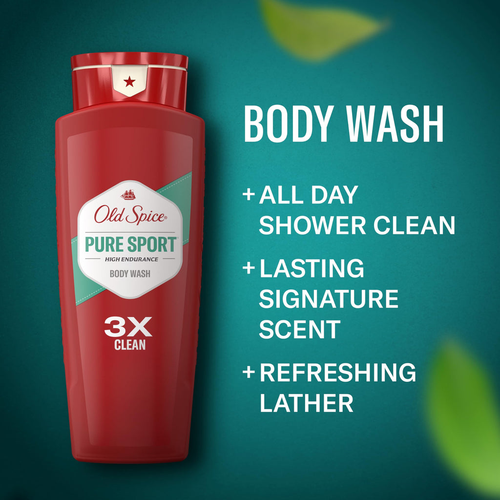 Old Spice Body Wash for Men, Lasting Pure Sport Scent, 24 fl oz Pack of 2