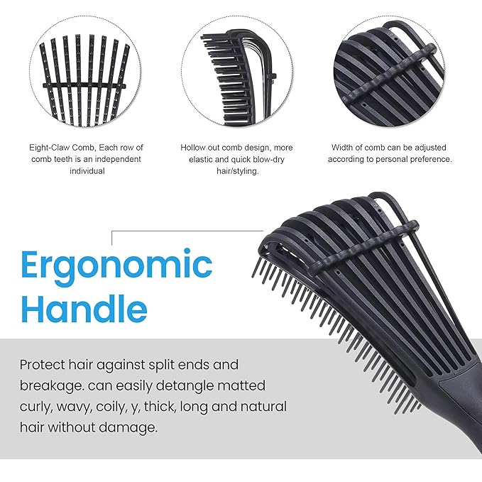 Premium Detangler Hair Brush w/Ergonomic Grip (Black)