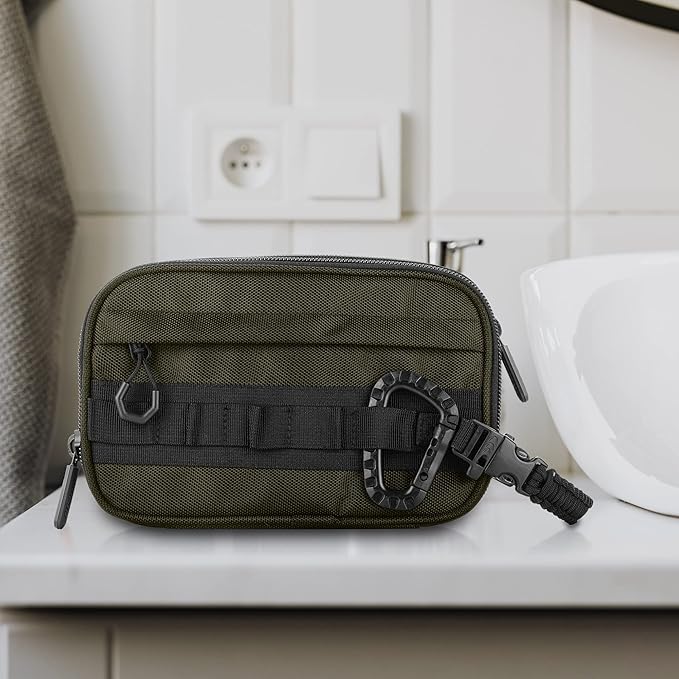 Fitdom Tactical Toiletry Bag Dopp Kit Case For Men. Perfect For Travel & Storage. Fits Large & Small Cosmetic Makeup, Clipper, Toothbrush, Shower, Shaving & Grooming Care. Best Overnight Organizer
