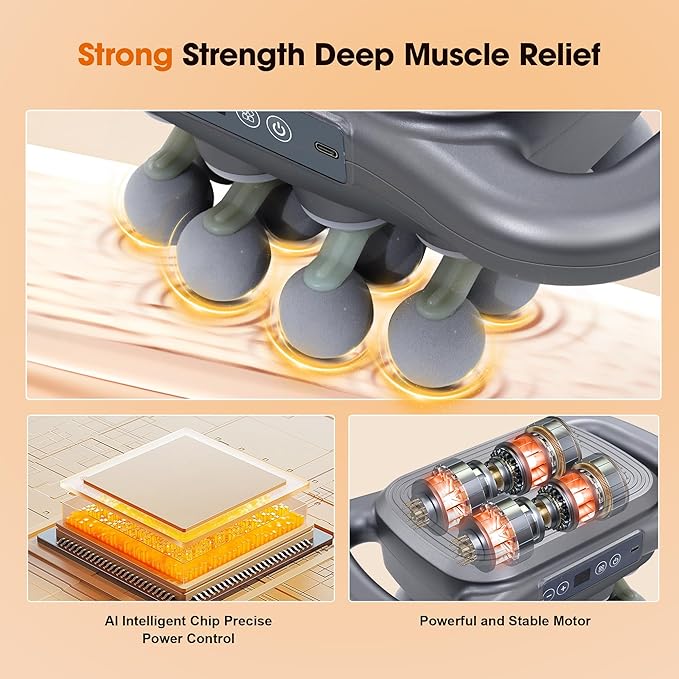 GAXEZO 16 Head Massage Gun Set, Deep Tissue Percussion Massager, Electric Massage Tools with 9 Styles & Levels, Dark Grey