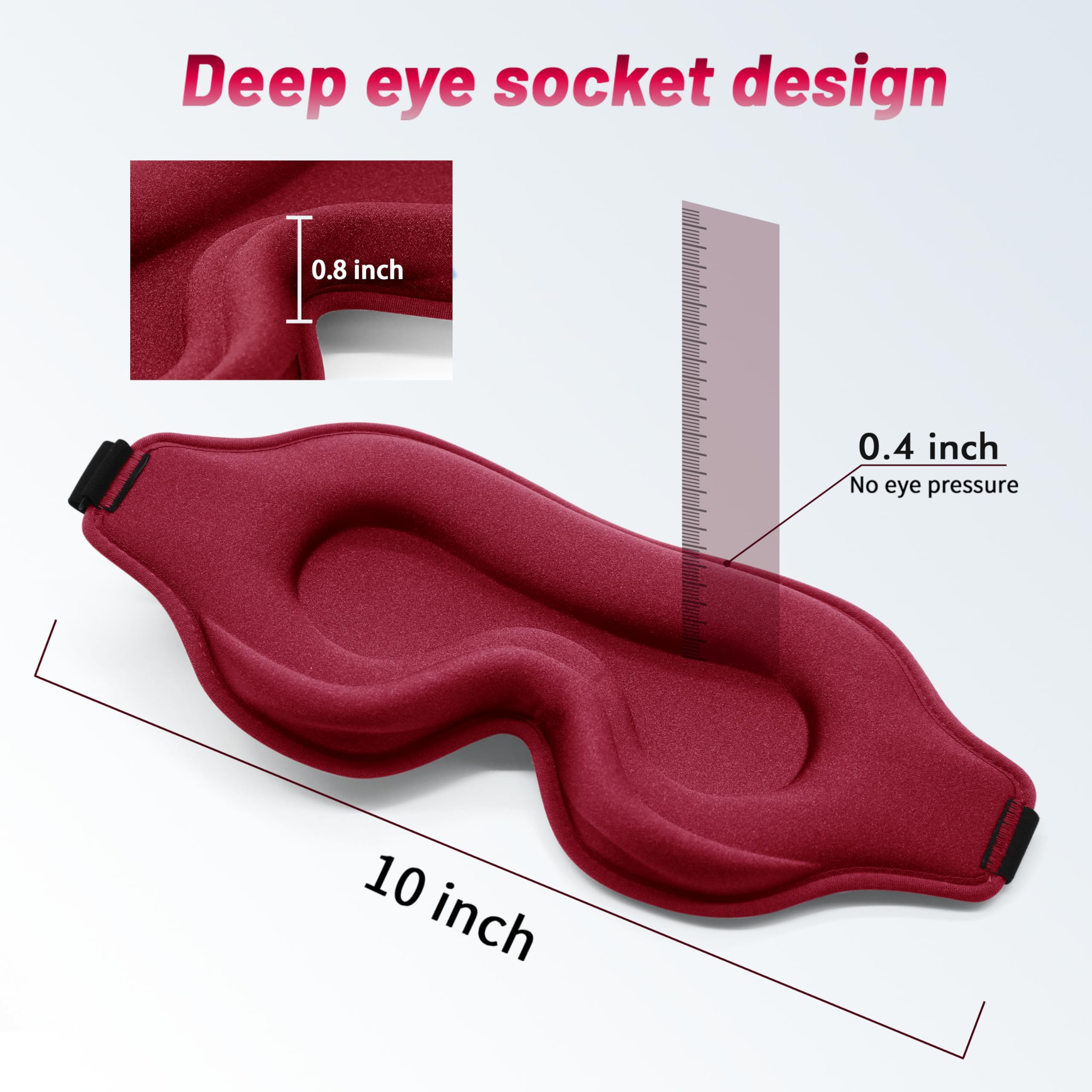 Sleep Eye Mask for Men Women, Lash Extensions 3D Sleeping Mask, Travel Blackout Night Blindfold Eye Shade Cover with Adjustable Strap (Red)